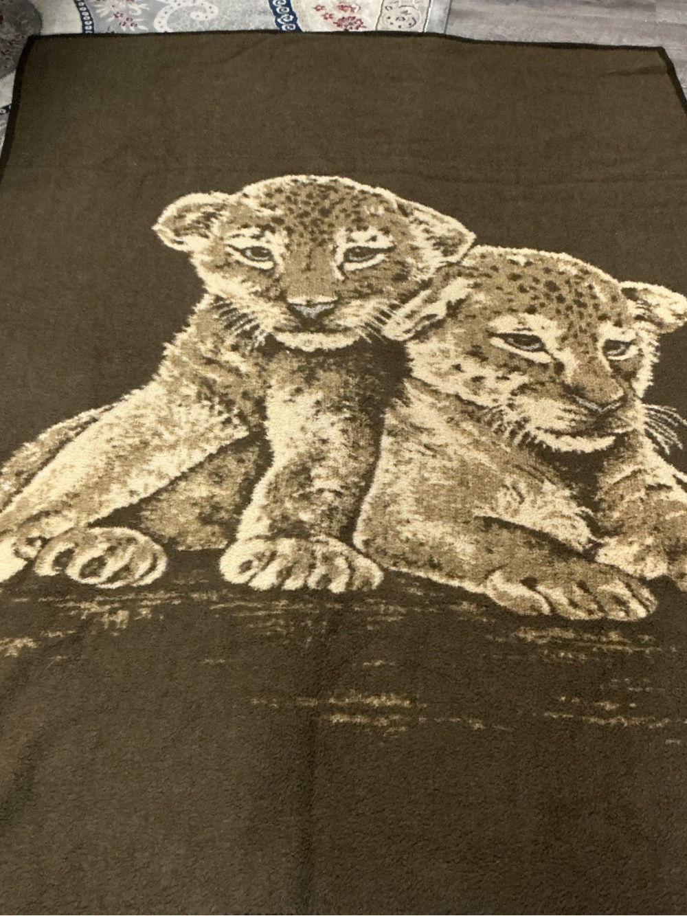 Brown Leopard Cubs Plush Throw Blanket Vintage Retro Y2K Throw Blanket